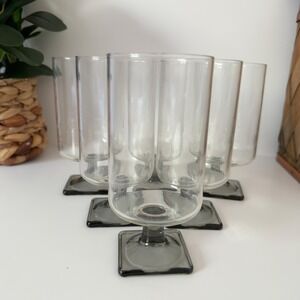 Vintage Federal Glass Parfait Glasses, Nordic Midnight, Set of 6